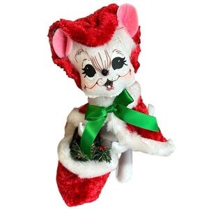 Annalee Cozy Mrs. Santa Mouse 8" Retired Christmas Felt Figure NWT